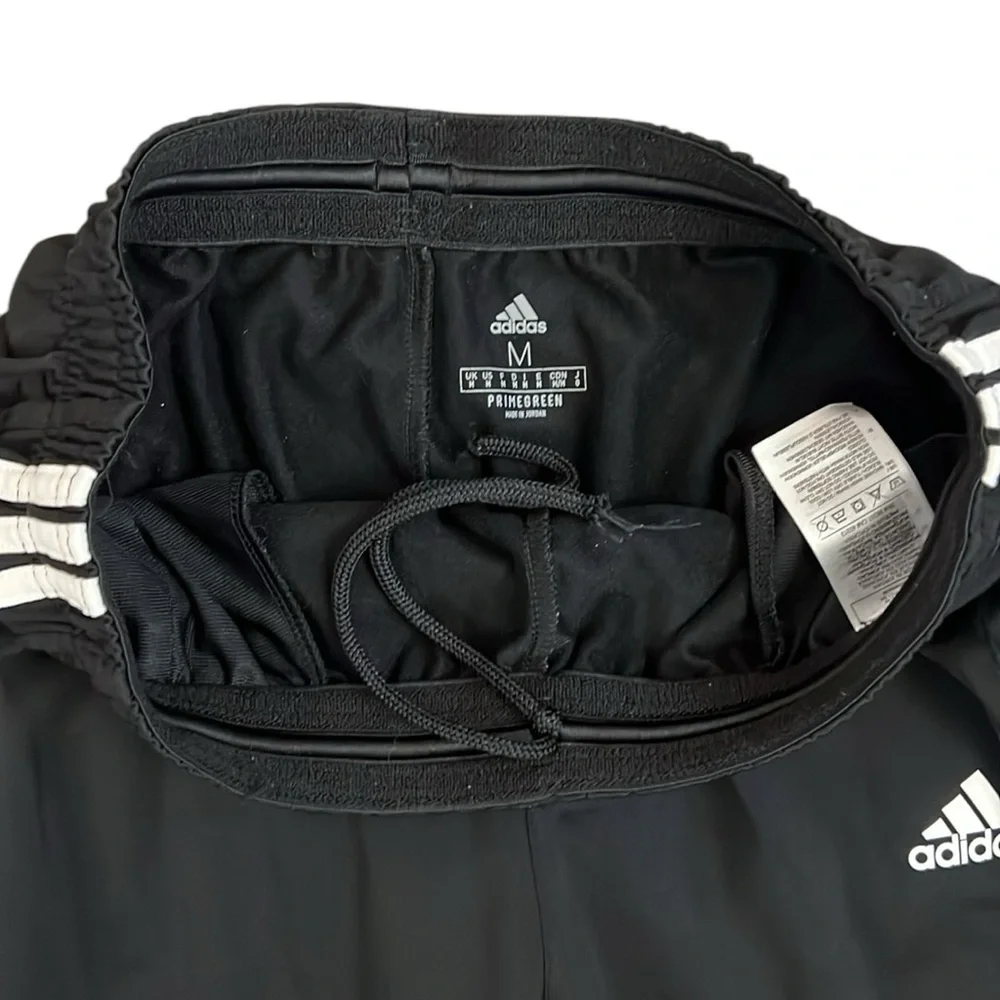 Adidas Tiro Track Pants Black 3 Stripe Ankle Zip Joggers Mens Medium